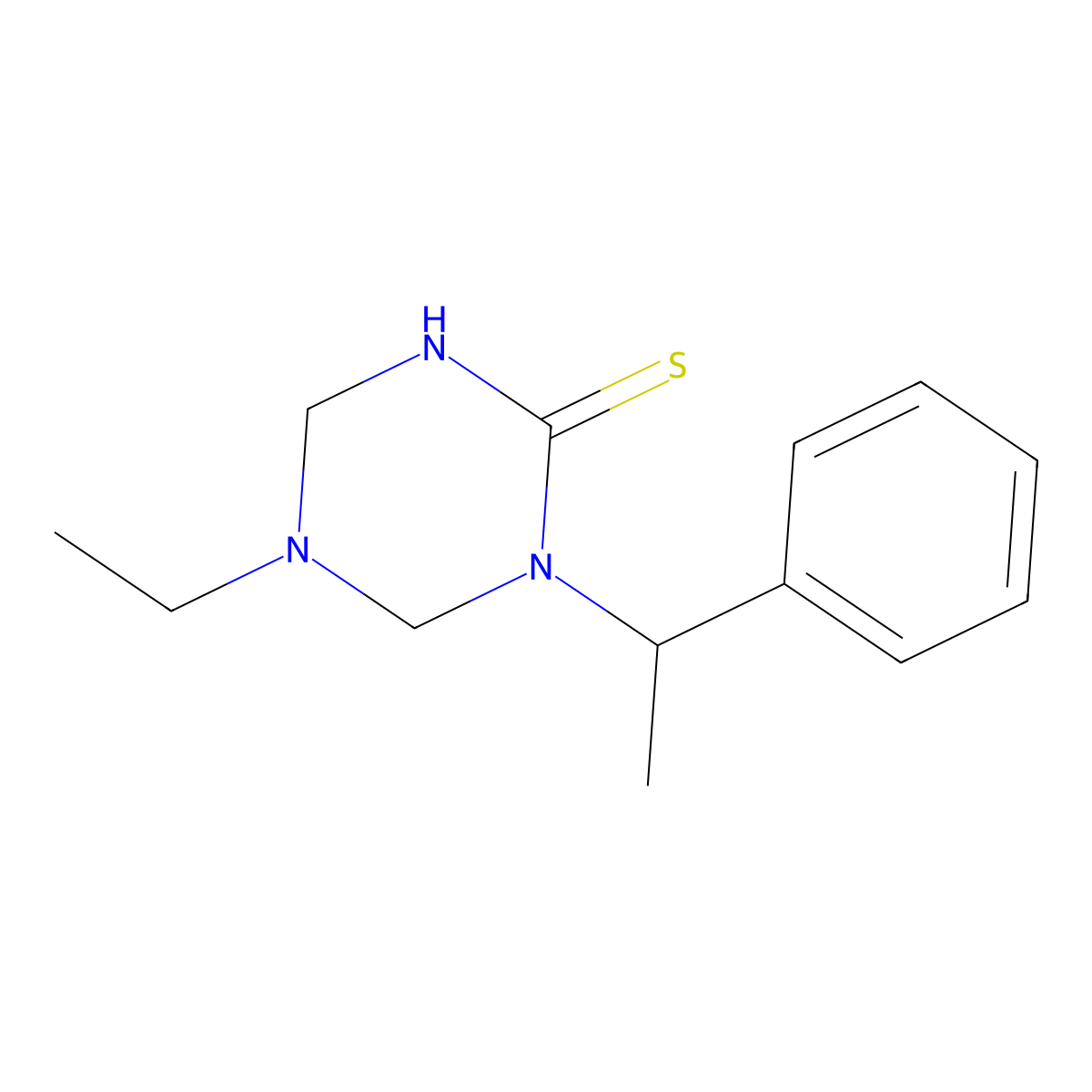 5-Ethyl-1-(1-phenylethyl)-1,3,5-triazinane-2-thione molecular structure, CAS 685130-78-3