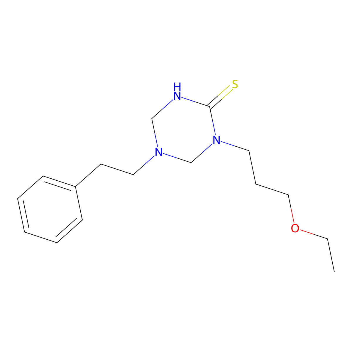1-(3-Ethoxypropyl)-5-phenethyl-1,3,5-triazinane-2-thione molecular structure, CAS 685130-89-6