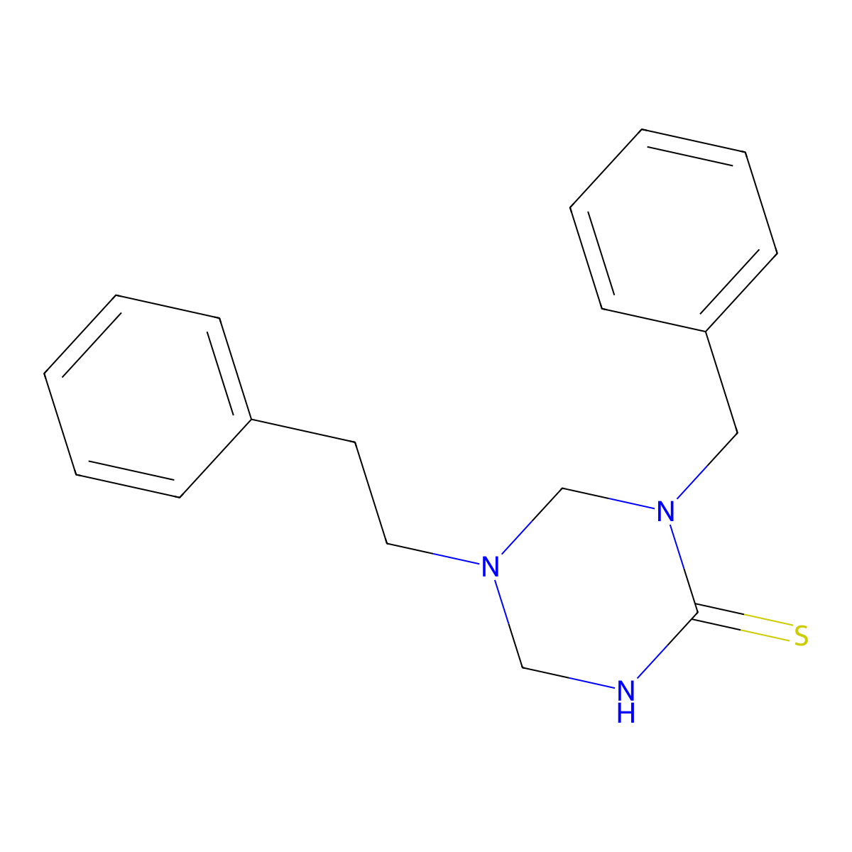 1-Benzyl-5-phenethyl-1,3,5-triazinane-2-thione molecular structure, CAS 685130-90-9