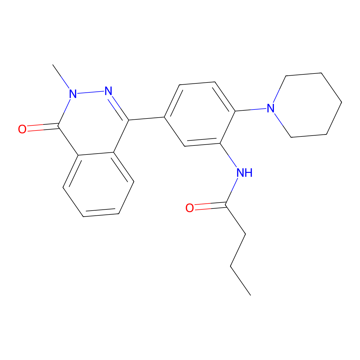 N-[5-(3-methyl-4-oxophthalazin-1-yl)-2-piperidin-1-ylphenyl]butanamide molecular structure, CAS 685131-89-9