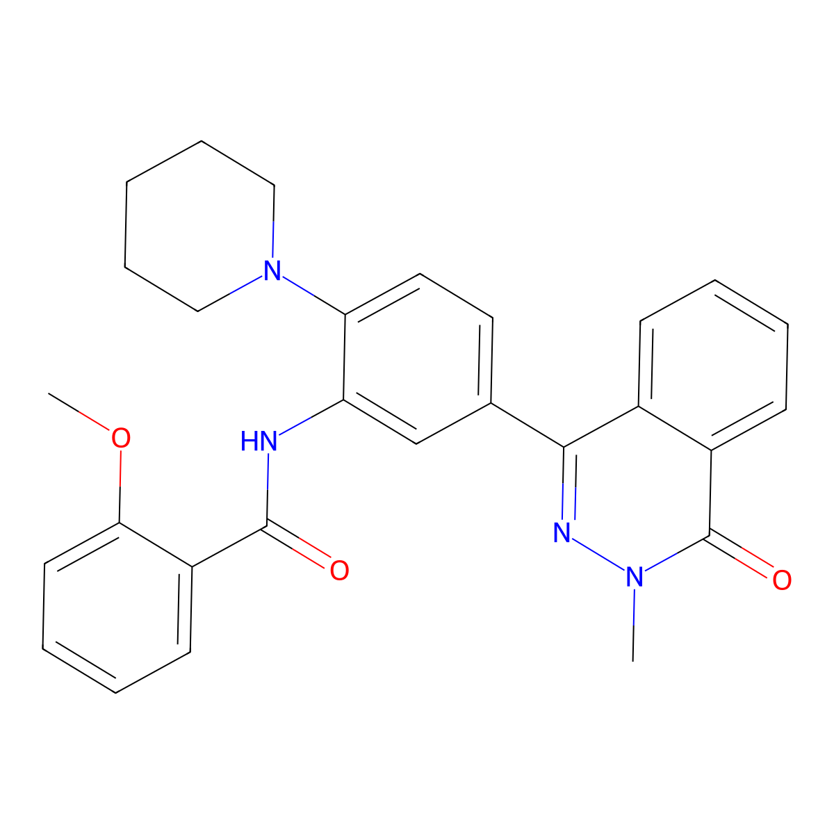 2-methoxy-N-[5-(3-methyl-4-oxophthalazin-1-yl)-2-piperidin-1-ylphenyl]benzamide molecular structure, CAS 685131-91-3