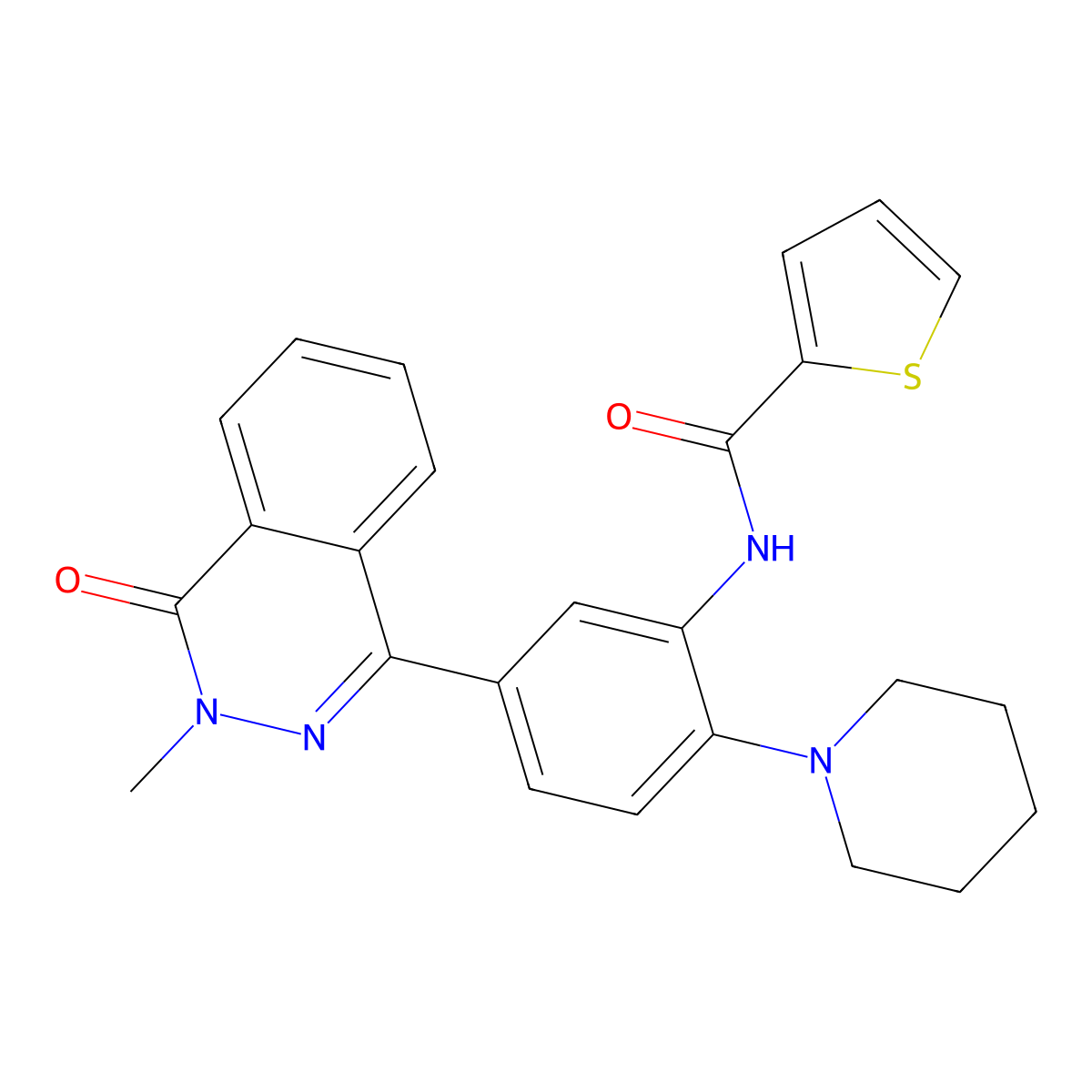 N-[5-(3-methyl-4-oxophthalazin-1-yl)-2-piperidin-1-ylphenyl]thiophene-2-carboxamide molecular structure, CAS 685131-94-6