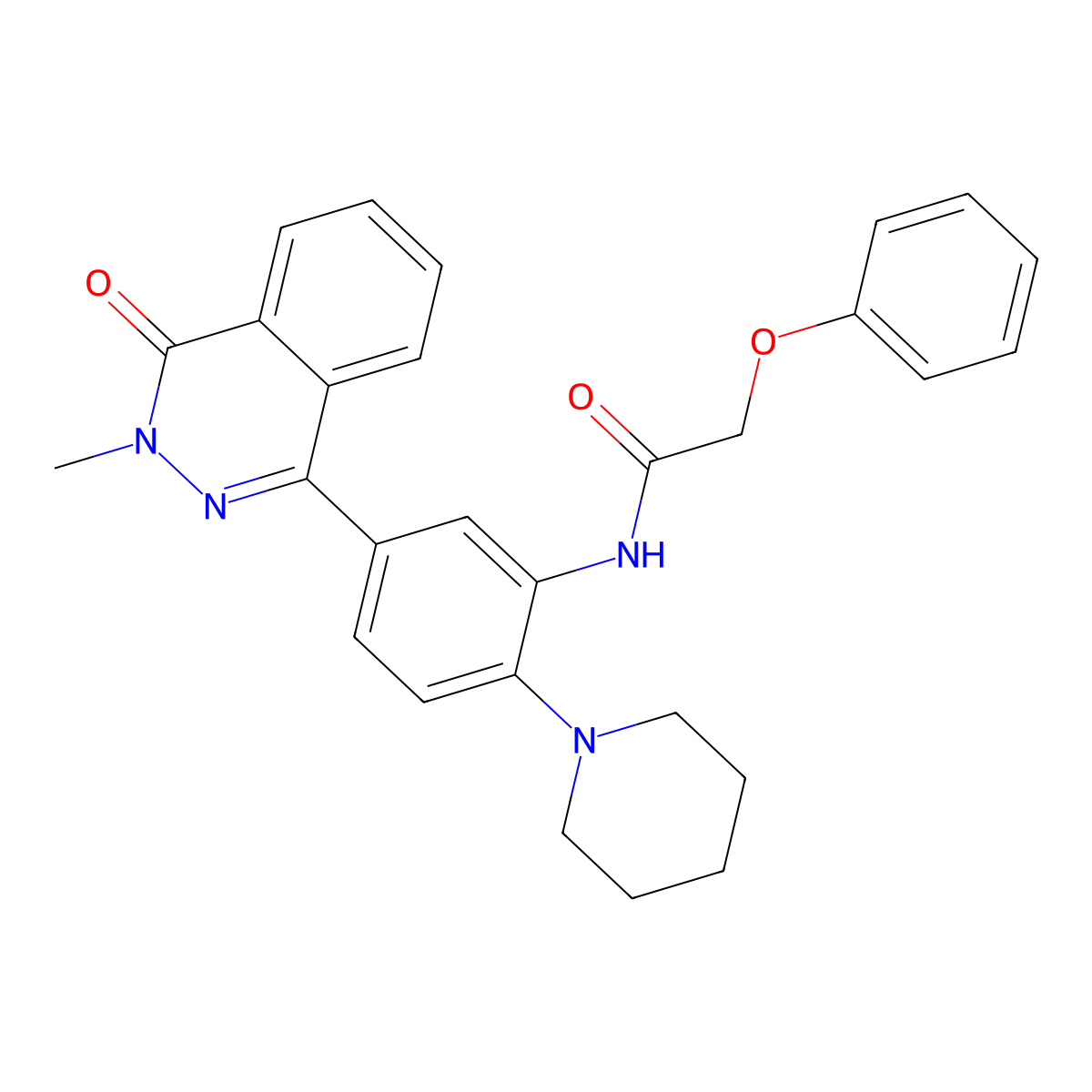 N-[5-(3-methyl-4-oxophthalazin-1-yl)-2-piperidin-1-ylphenyl]-2-phenoxyacetamide molecular structure, CAS 685131-96-8