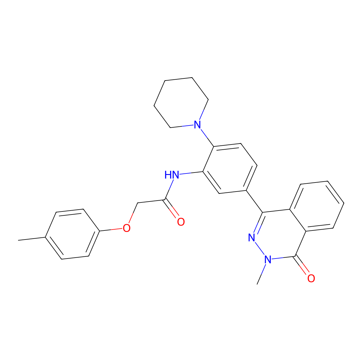 N-[5-(3-methyl-4-oxophthalazin-1-yl)-2-piperidin-1-ylphenyl]-2-(4-methylphenoxy)acetamide molecular structure, CAS 685131-97-9