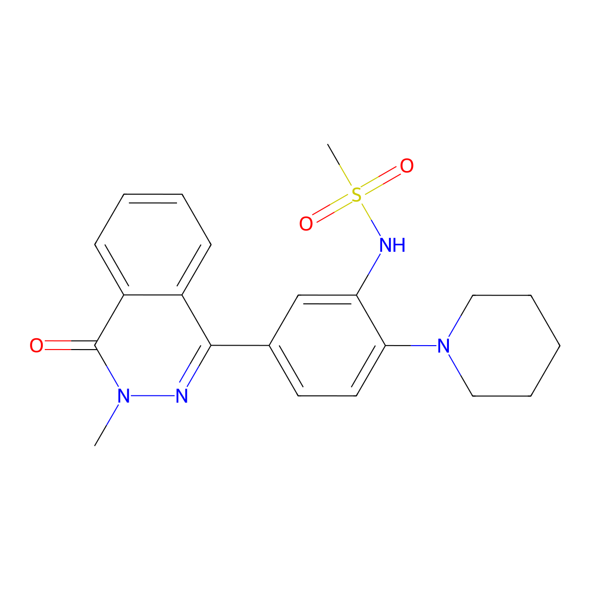 N-[5-(3-methyl-4-oxophthalazin-1-yl)-2-piperidin-1-ylphenyl]methanesulfonamide molecular structure, CAS 685131-98-0