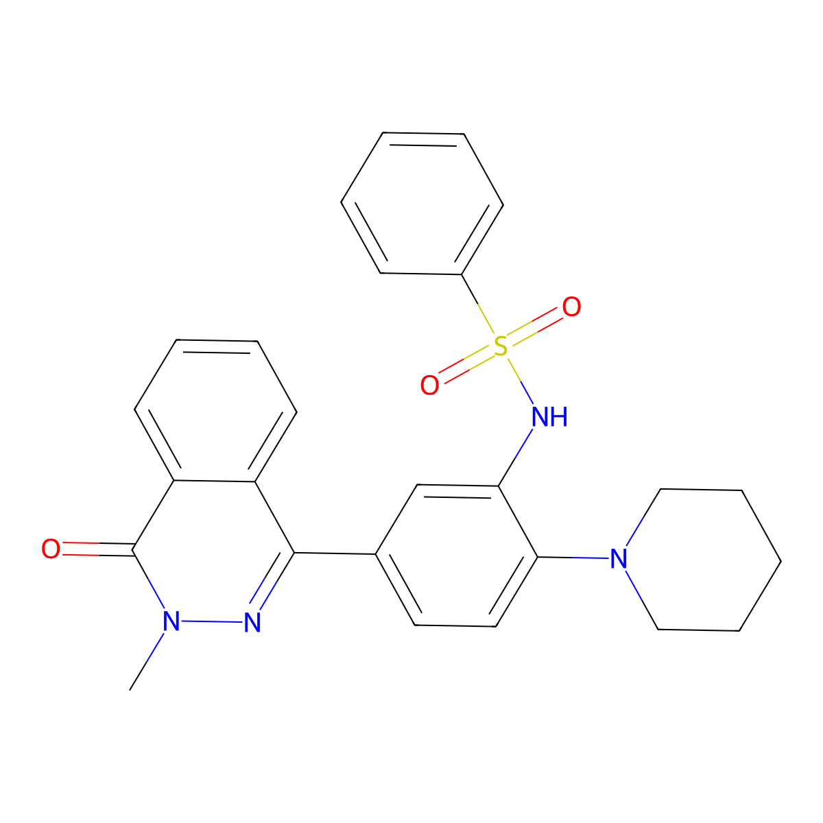 N-[5-(3-methyl-4-oxophthalazin-1-yl)-2-piperidin-1-ylphenyl]benzenesulfonamide molecular structure, CAS 685132-00-7