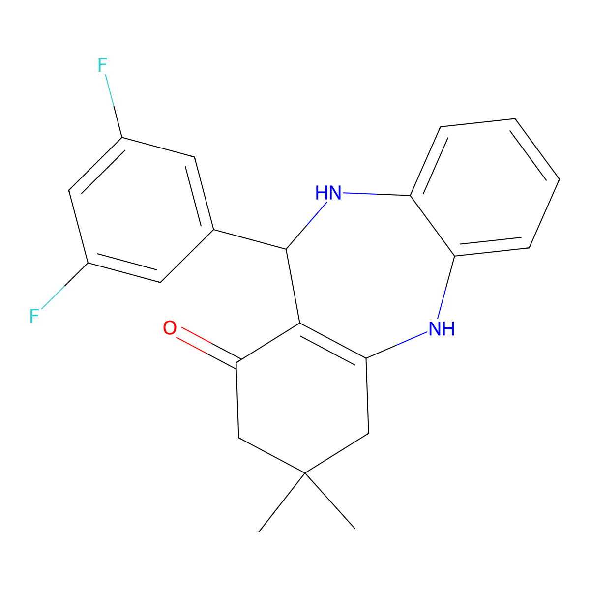 11-(3,5-difluorophenyl)-3,3-dimethyl-2,3,4,5,10,11-hexahydro-1H-dibenzo[b,e][1,4]diazepin-1-one molecular structure, CAS 685134-83-2