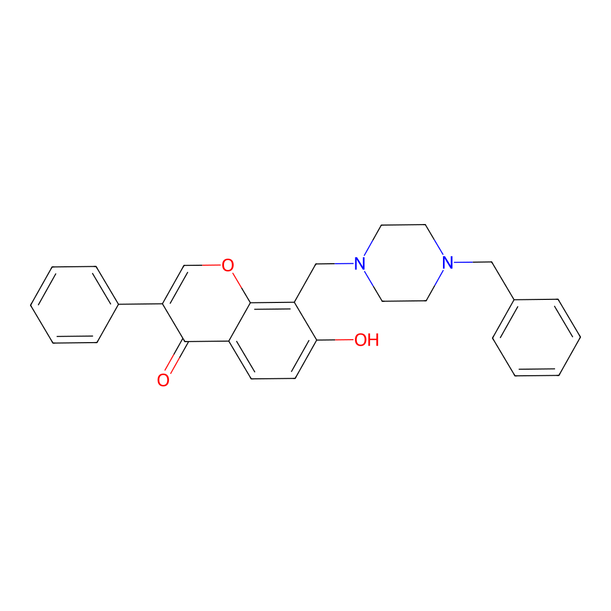 8-[(4-Benzylpiperazin-1-yl)methyl]-7-hydroxy-3-phenylchromen-4-one molecular structure, CAS 685135-03-9