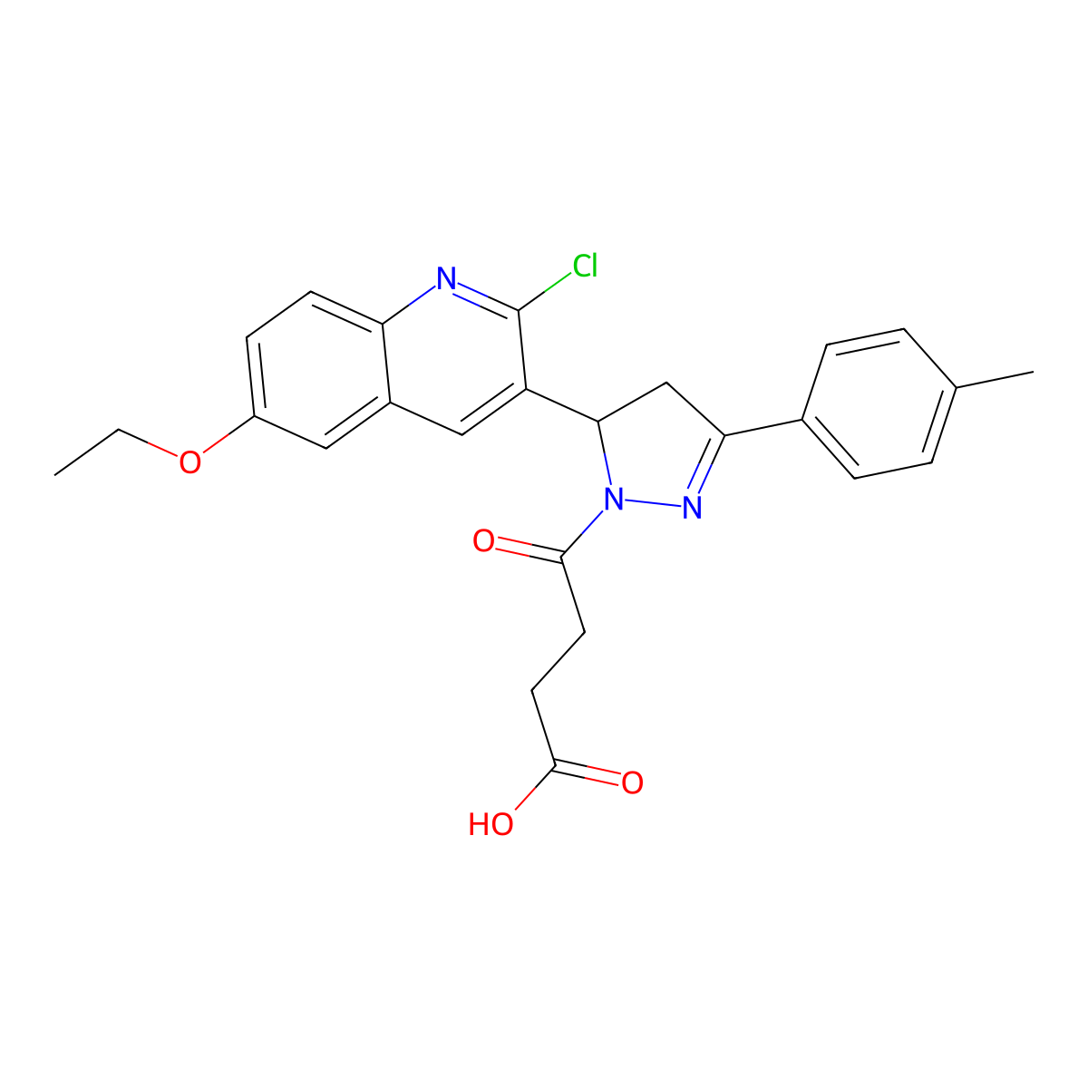 4-(5-(2-chloro-6-ethoxyquinolin-3-yl)-3-(p-tolyl)-4,5-dihydro-1H-pyrazol-1-yl)-4-oxobutanoic acid molecular structure, CAS 685135-43-7
