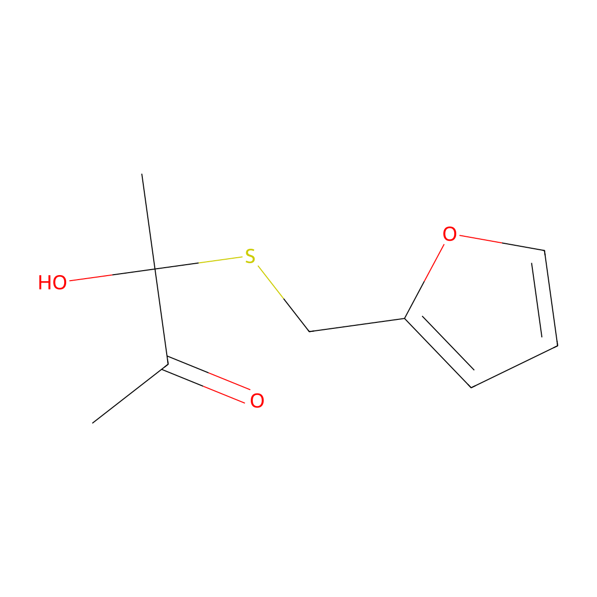 2-Butanone, 3-[(2-furanylmethyl)thio]-3-hydroxy- molecular structure, CAS 68516-23-4