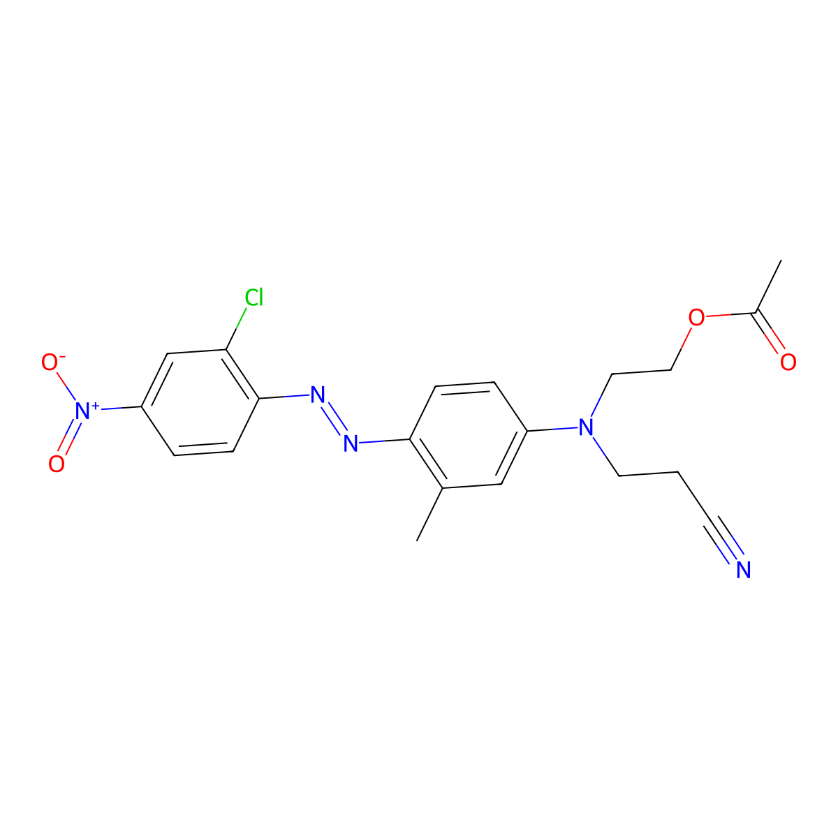 Propanenitrile, 3-[[2-(acetyloxy)ethyl][4-[2-(2-chloro-4-nitrophenyl)diazenyl]-3-methylphenyl]amino]- molecular structure, CAS 68516-64-3