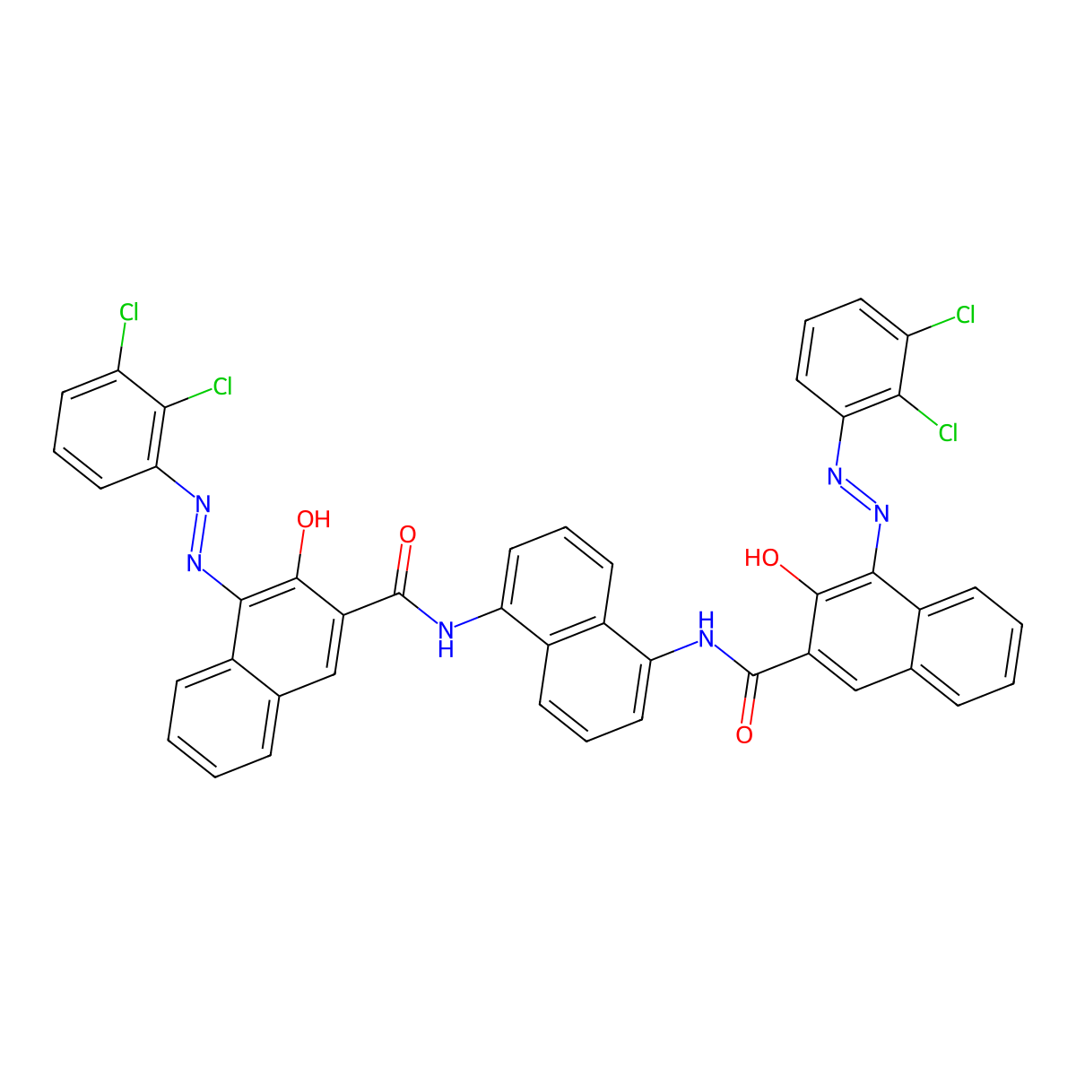 2-Naphthalenecarboxamide, N,N'-1,5-naphthalenediylbis(4-(2-(2,3-dichlorophenyl)diazenyl)-3-hydroxy- molecular structure, CAS 68516-75-6