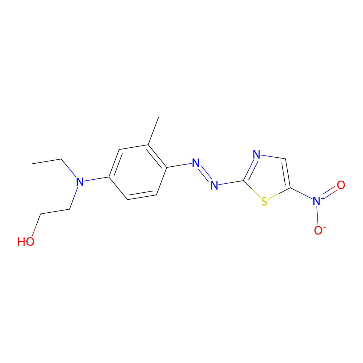 Ethanol, 2-[ethyl[3-methyl-4-[(5-nitro-2-thiazolyl)azo]phenyl]amino]- molecular structure, CAS 68516-81-4