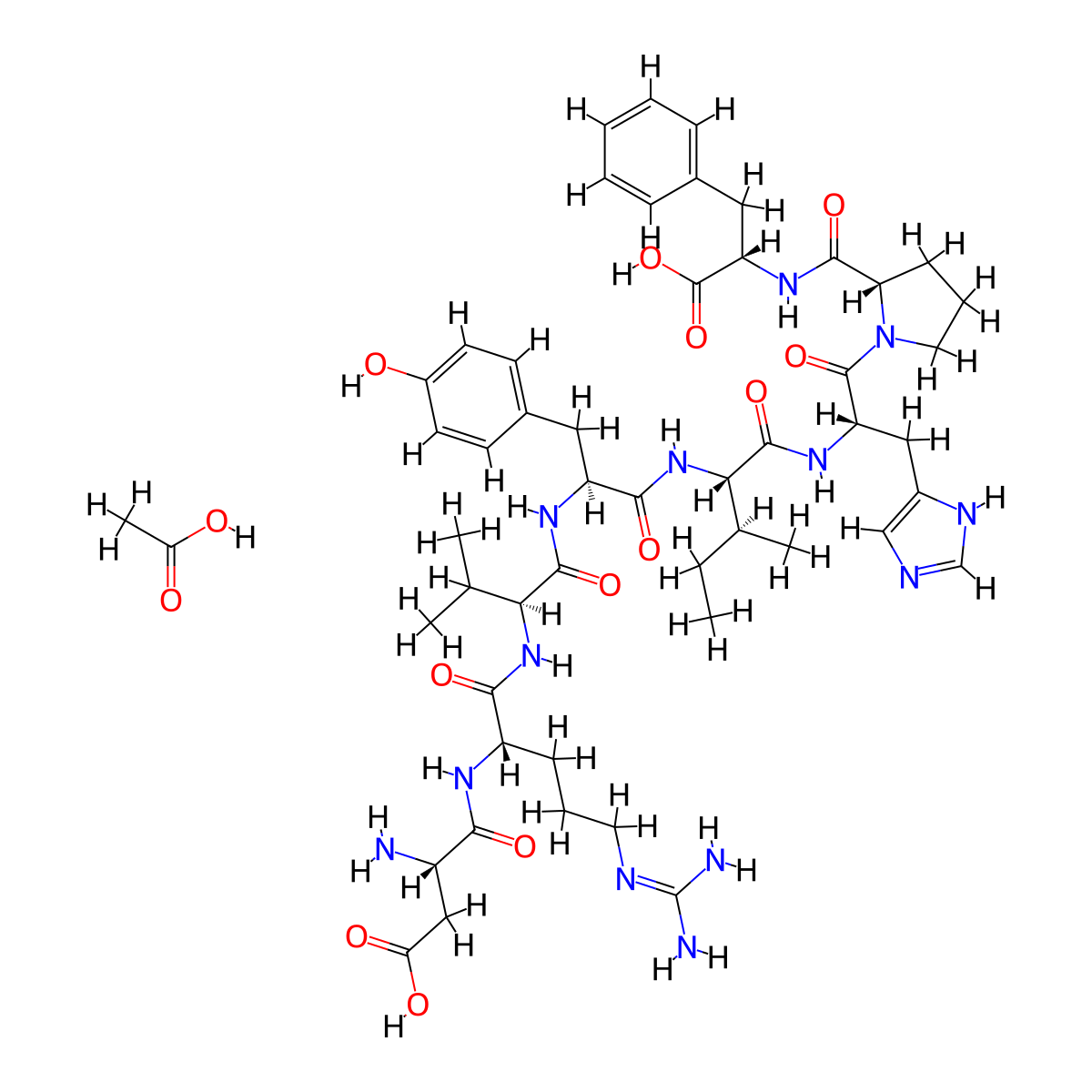 Angiotensin II acetate molecular structure, CAS 68521-88-0