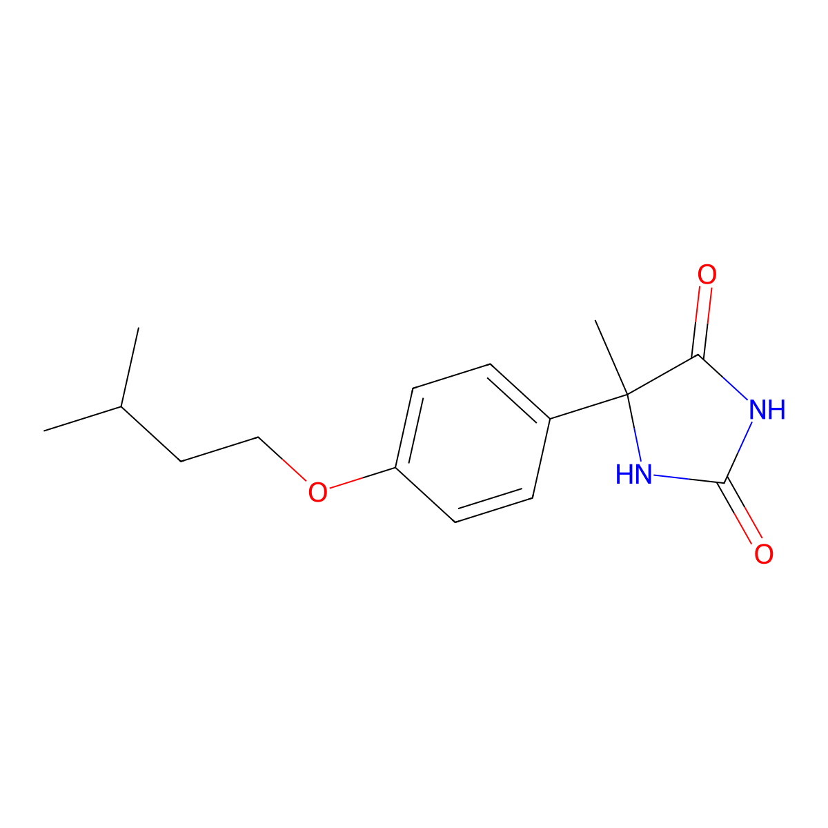 Hydantoin, 5-(p-isopentoxyphenyl)-5-methyl- molecular structure, CAS 68524-21-0