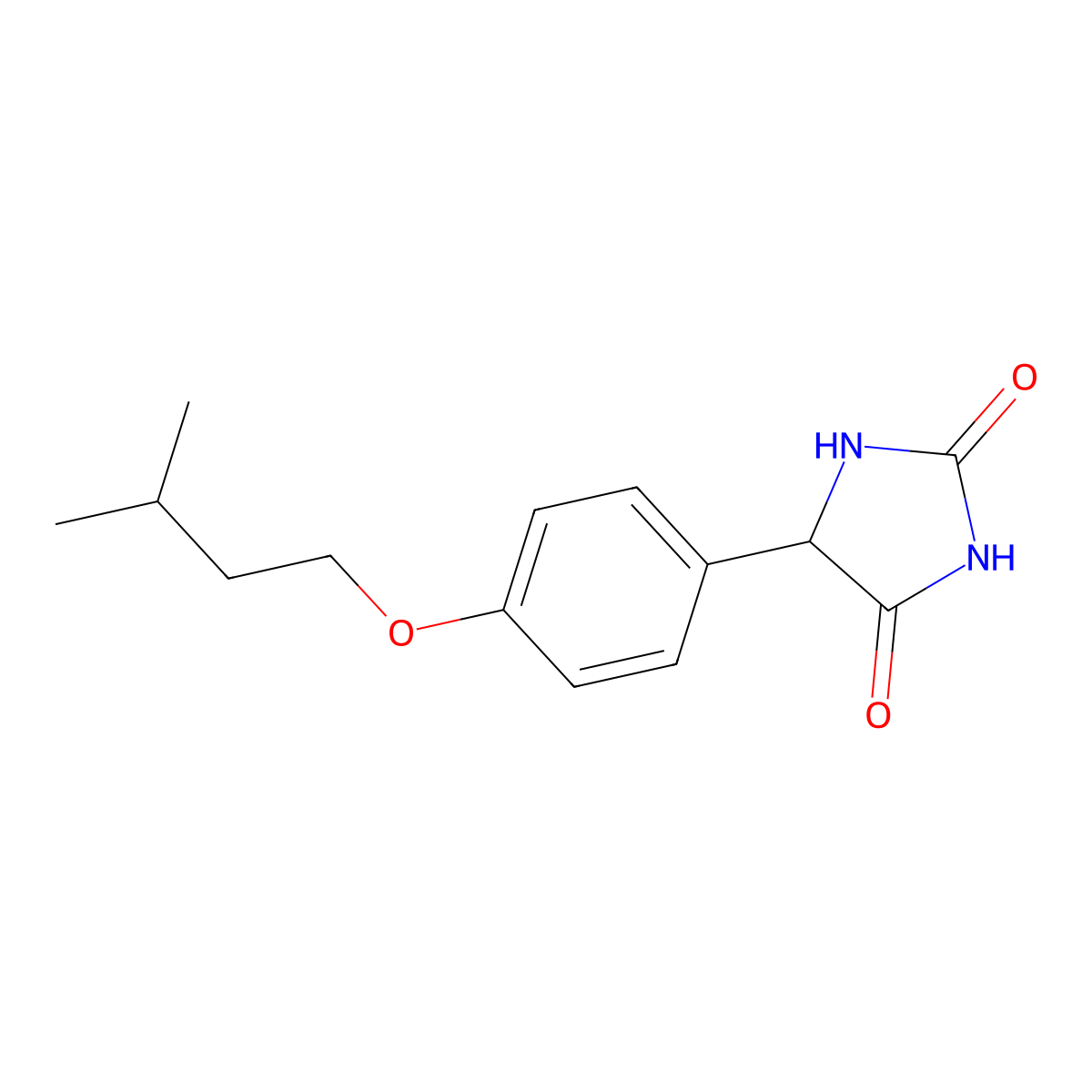 5-[4-(3-Methylbutoxy)phenyl]imidazolidine-2,4-dione molecular structure, CAS 68524-28-7