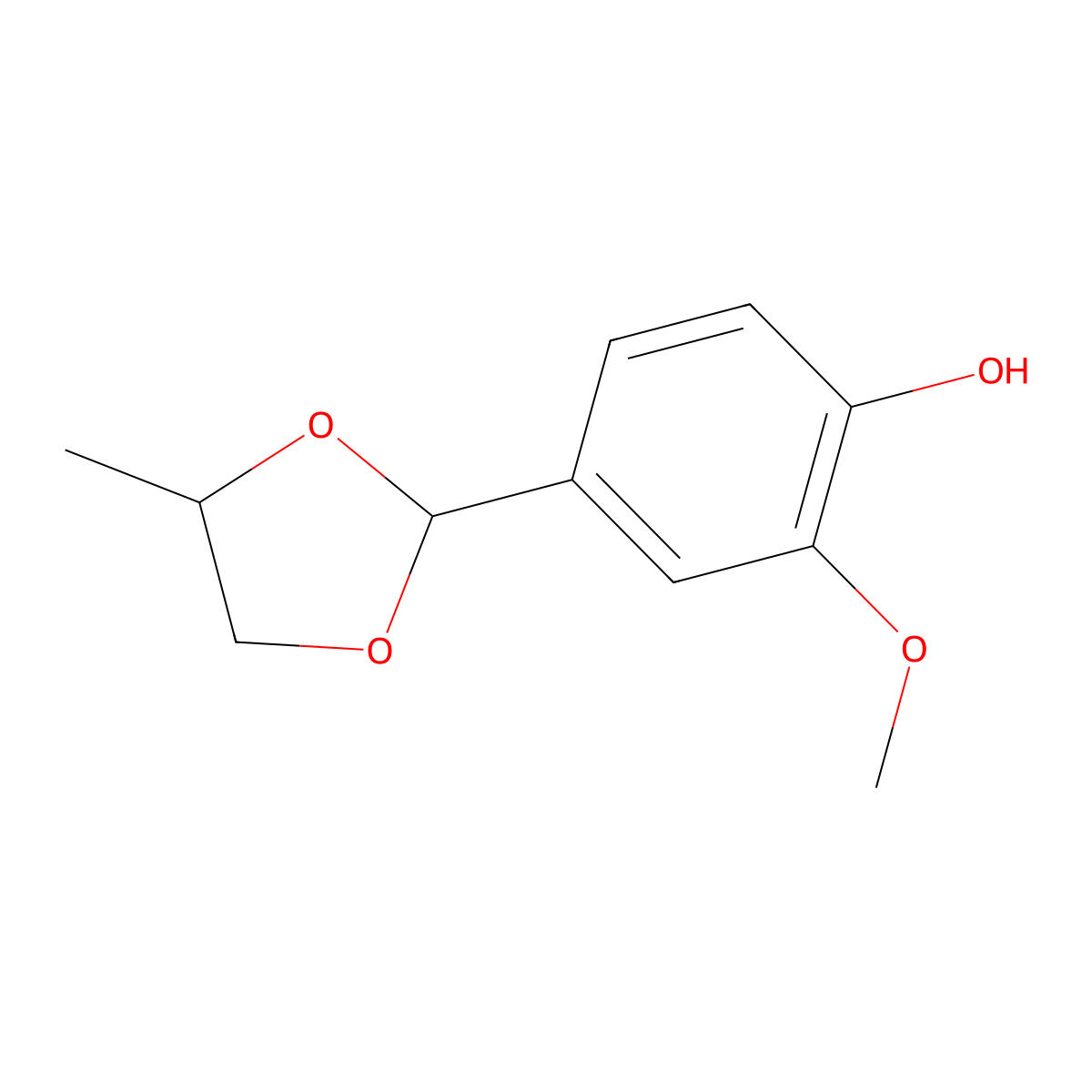 Vanillin propylene glycol acetal molecular structure, CAS 68527-74-2