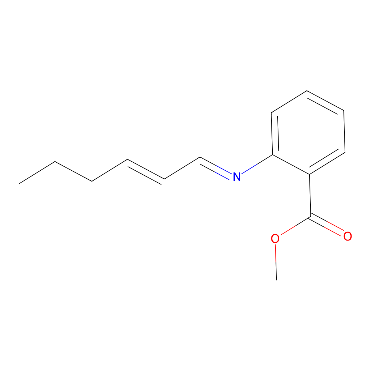 Benzoic acid, 2-(2-hexenylideneamino)-, methyl ester molecular structure, CAS 68527-80-0