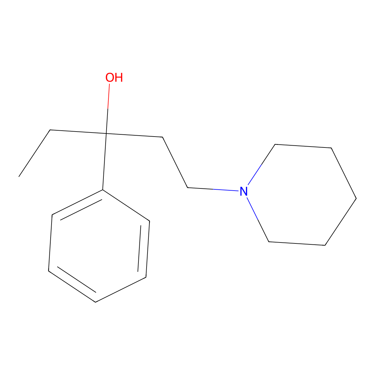 alpha-Ethyl-alpha-phenyl-1-piperidinepropanol molecular structure, CAS 6853-22-1