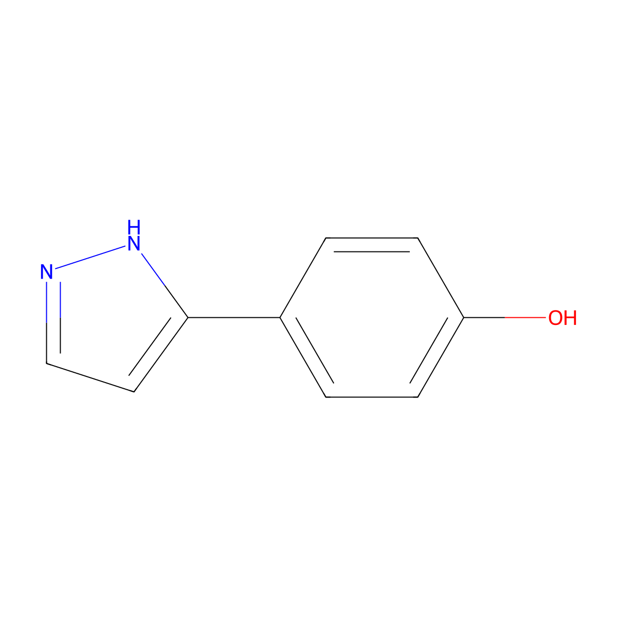 4-(1H-pyrazol-3-yl)phenol molecular structure, CAS 68535-53-5