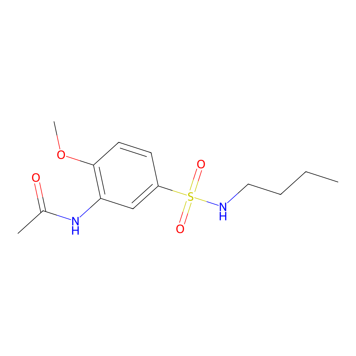 Acetamide, N-(5-((butylamino)sulfonyl)-2-methoxyphenyl)- molecular structure, CAS 68540-79-4