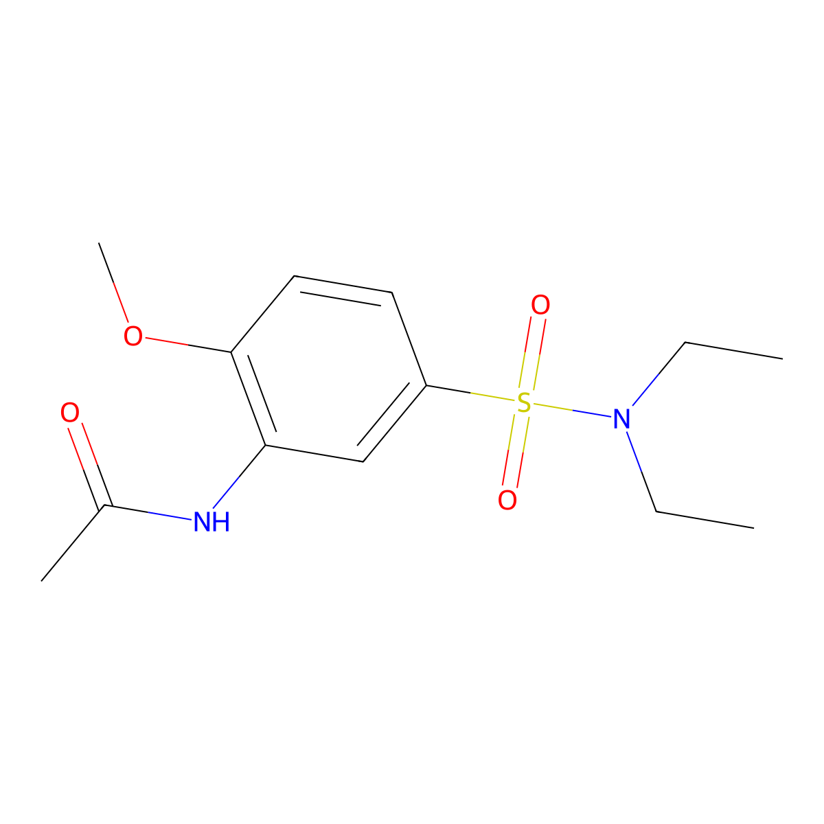 Acetamide, N-(5-((diethylamino)sulfonyl)-2-methoxyphenyl)- molecular structure, CAS 68540-88-5