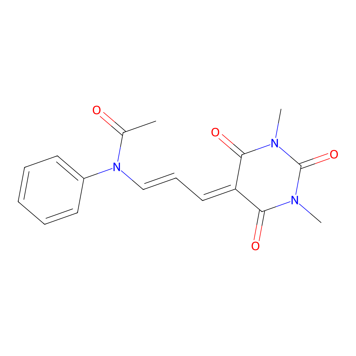 N-Phenyl-N-[3-(tetrahydro-1,3-dimethyl-2,4,6-trioxo-5(2H)-pyrimidinylidene)-1-propen-1-yl]acetamide molecular structure, CAS 68541-03-7