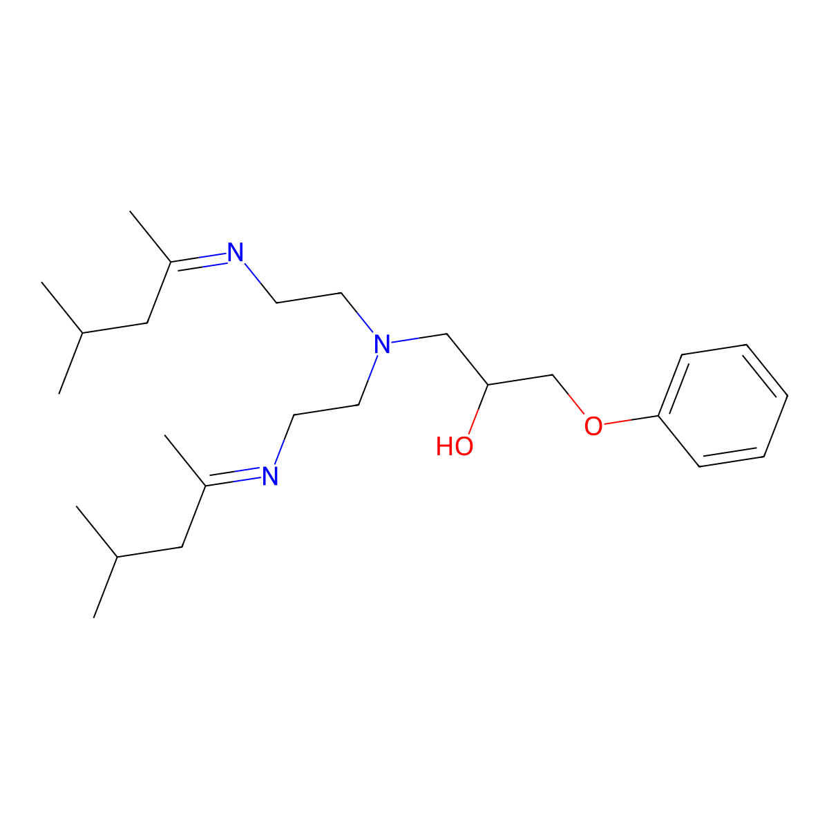 2-Propanol, 1-(bis(2-((1,3-dimethylbutylidene)amino)ethyl)amino)-3-phenoxy- molecular structure, CAS 68541-07-1