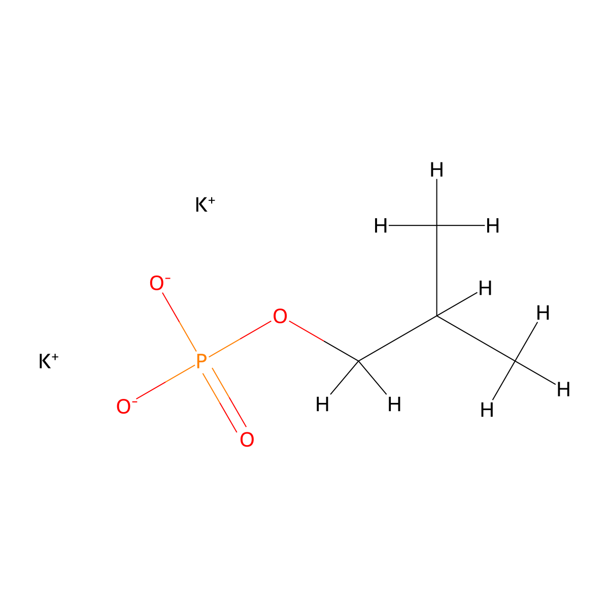 Phosphoric acid, mono(2-methylpropyl) ester, potassium salt (1:2) molecular structure, CAS 68541-10-6