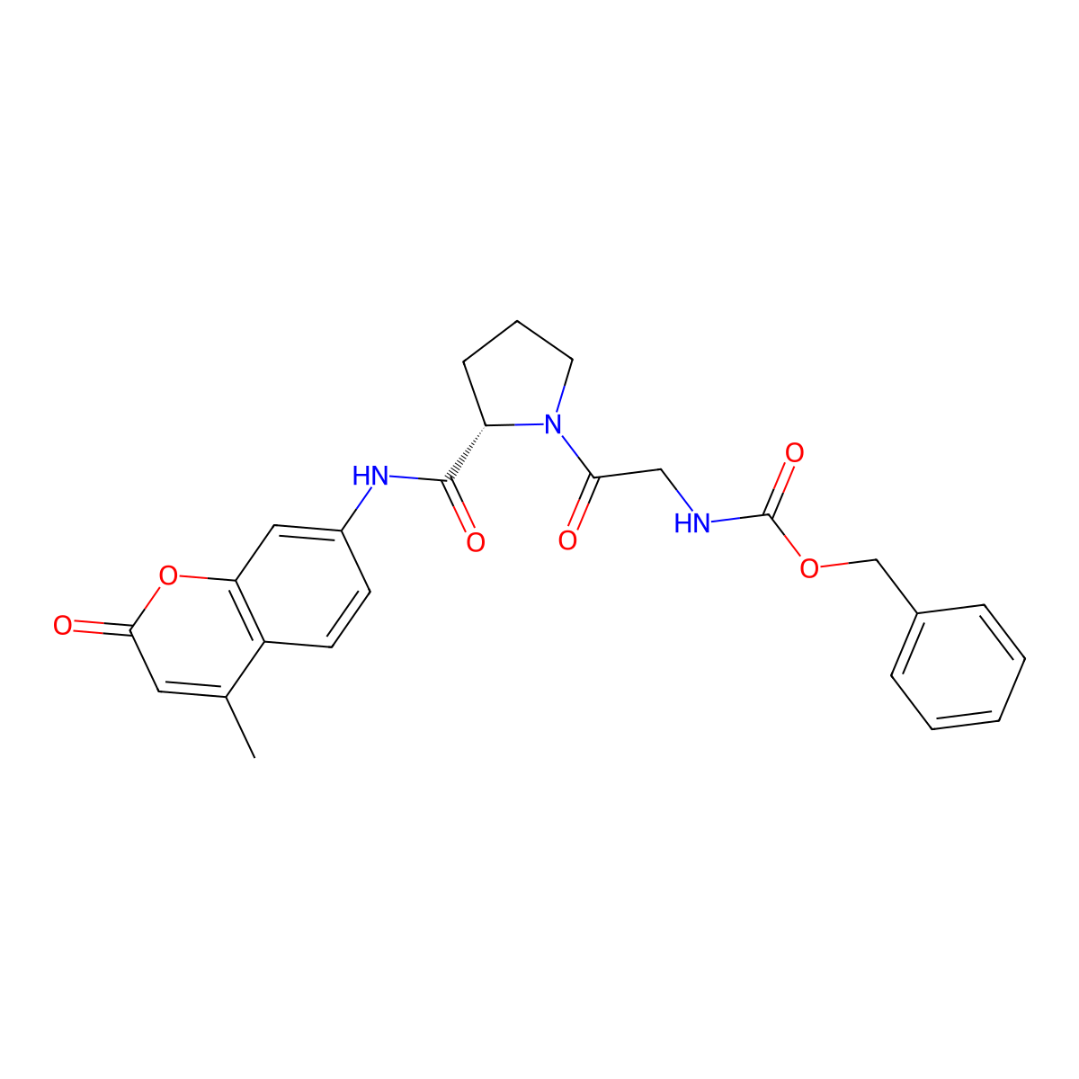 N-Carbobenzoxyglycyl-prolyl-4-methylcoumarinyl amide molecular structure, CAS 68542-93-8