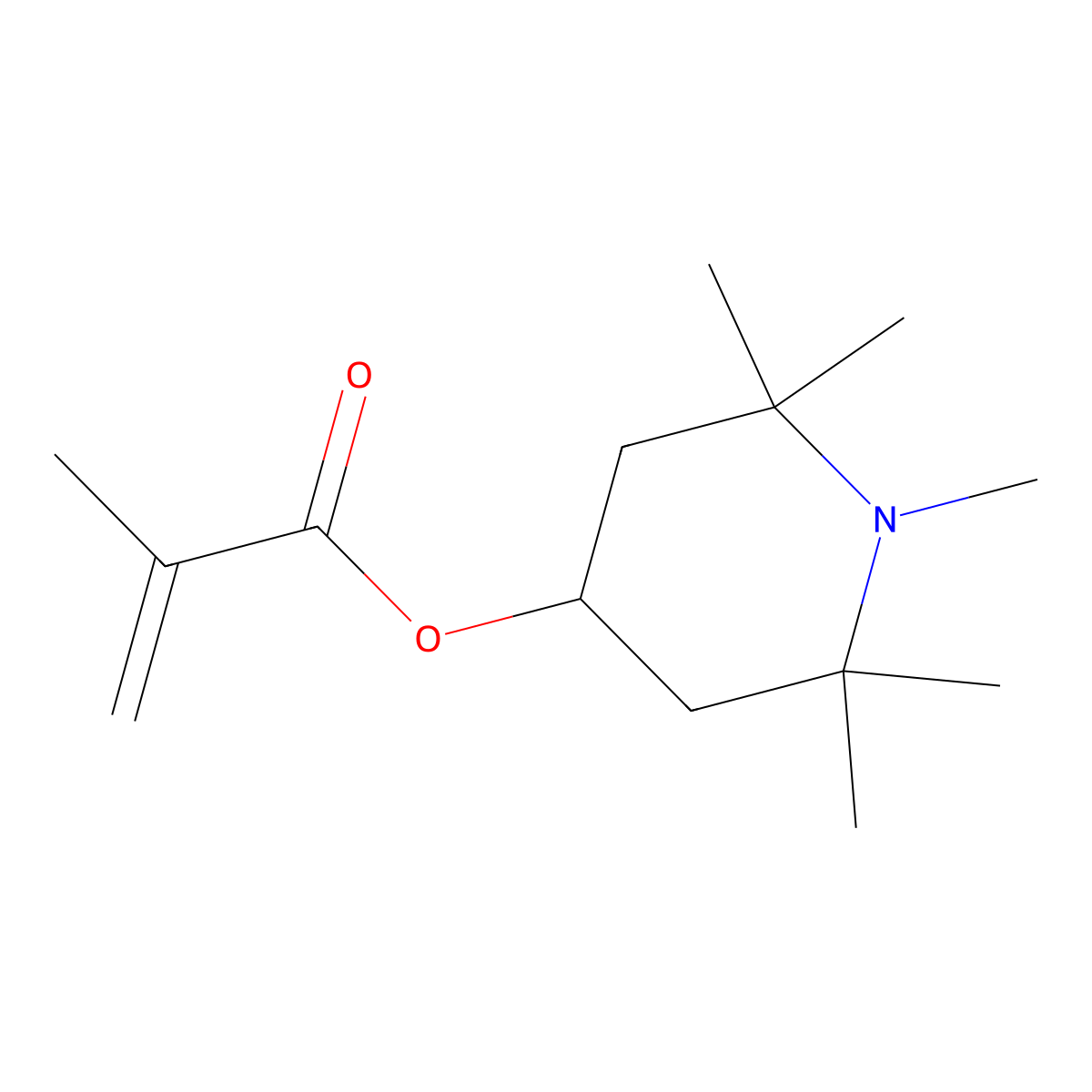 2-Propenoic acid, 2-methyl-, 1,2,2,6,6-pentamethyl-4-piperidinyl ester molecular structure, CAS 68548-08-3