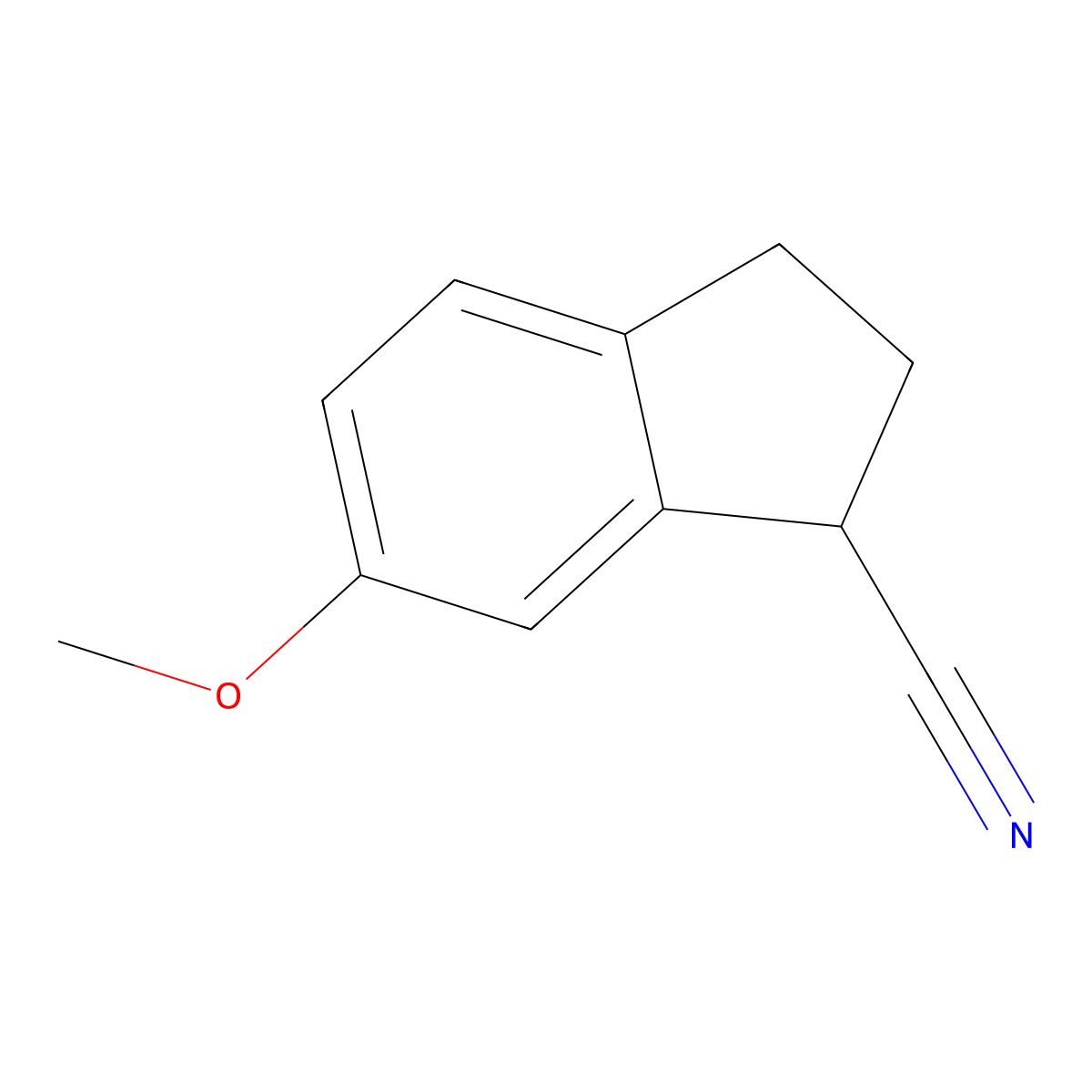 6-methoxy-2,3-dihydro-1H-indene-1-carbonitrile molecular structure, CAS 68549-22-4