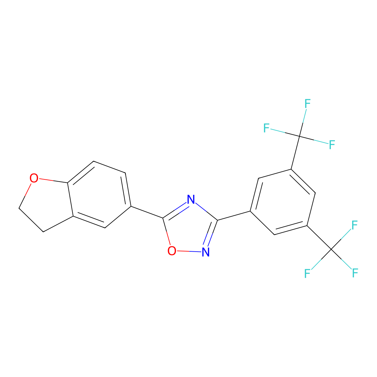 3-[3,5-Bis(trifluoromethyl)phenyl]-5-(2,3-dihydro-1-benzofuran-5-yl)-1,2,4-oxadiazole molecular structure, CAS 685505-07-1