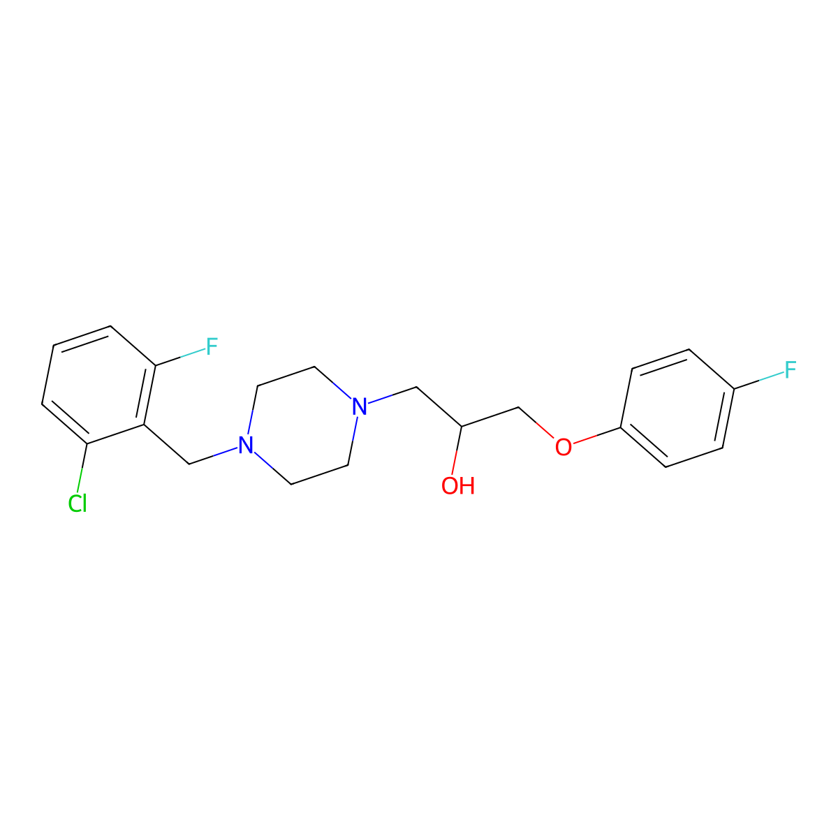 1-{4-[(2-Chloro-6-fluorophenyl)methyl]piperazin-1-yl}-3-(4-fluorophenoxy)propan-2-ol molecular structure, CAS 685506-43-8