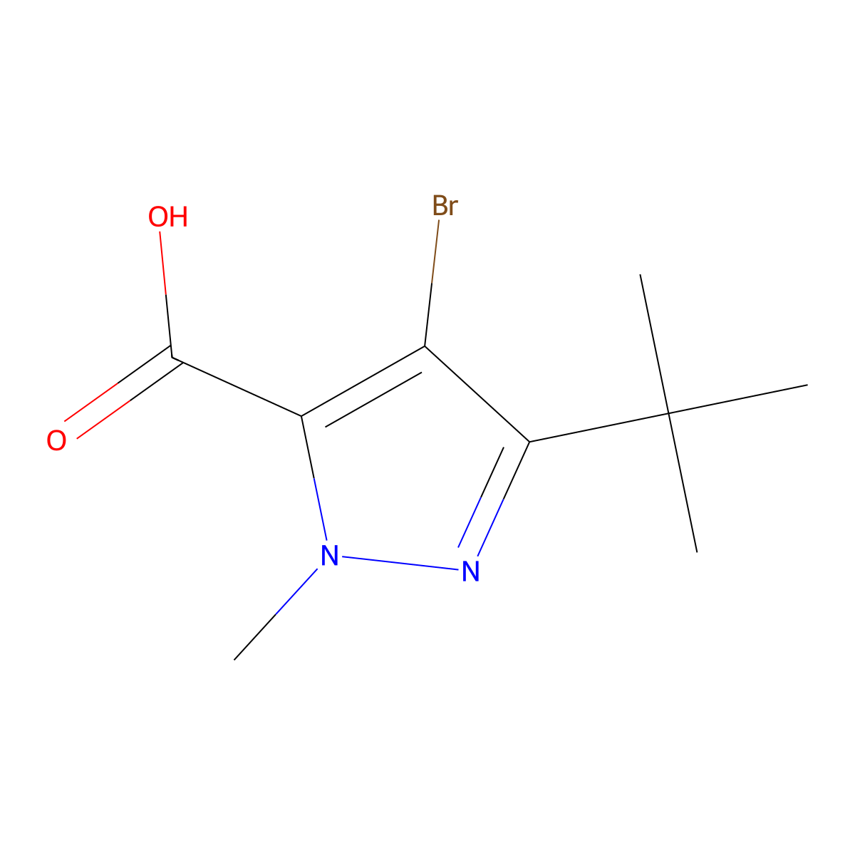 4-bromo-3-tert-butyl-1-methyl-1H-pyrazole-5-carboxylic acid molecular structure, CAS 685513-52-4