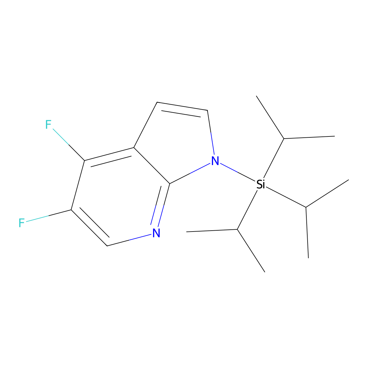 1H-Pyrrolo[2,3-B]pyridine, 4,5-difluoro-1-[tris(1-methylethyl)silyl]- molecular structure, CAS 685513-89-7