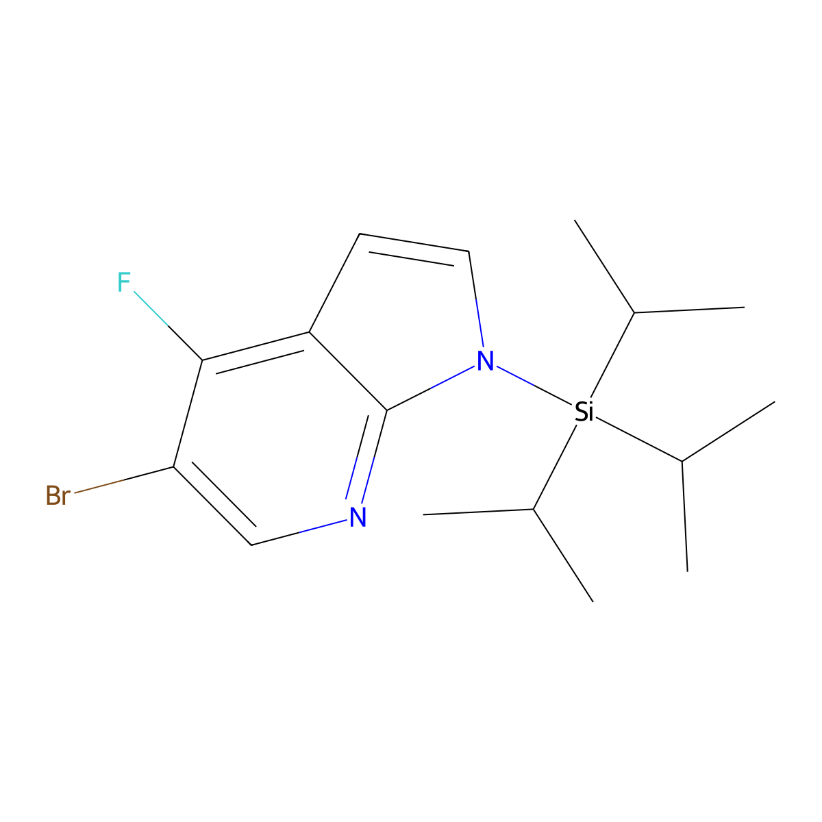 5-Bromo-4-fluoro-1-[tris(1-methylethyl)silyl]-1H-pyrrolo[2,3-b]pyridine molecular structure, CAS 685513-91-1