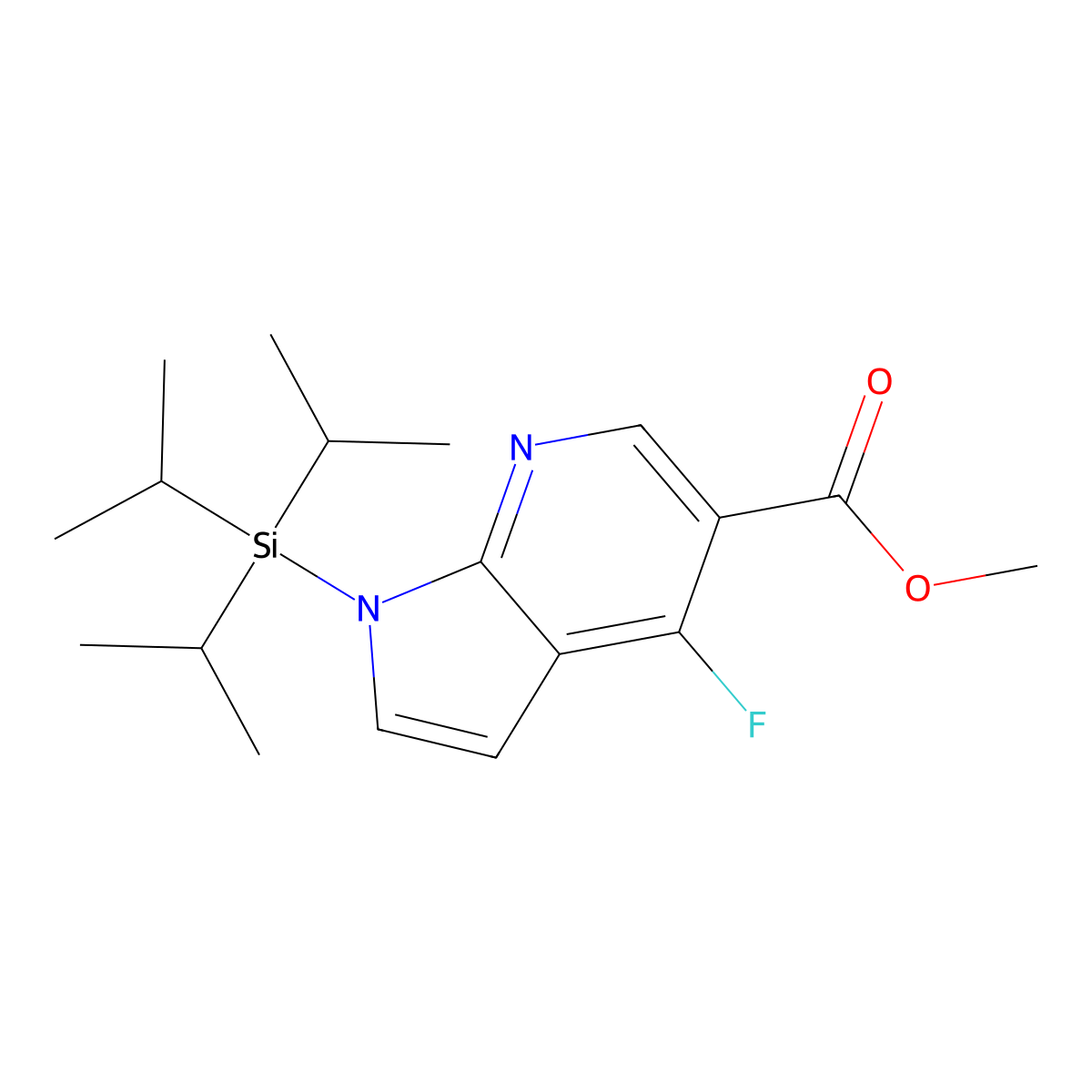 Methyl 4-fluoro-1-(triisopropylsilanyl)-7-azaindole-5-carboxylate molecular structure, CAS 685513-92-2