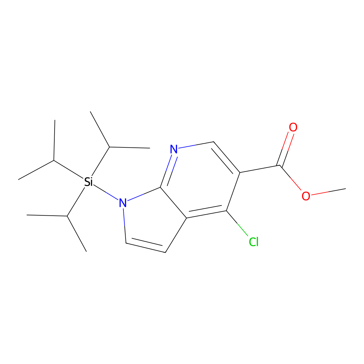 1H-Pyrrolo[2,3-B]pyridine-5-carboxylic acid, 4-chloro-1-[tris(1-methylethyl)silyl]-, methyl ester molecular structure, CAS 685513-97-7