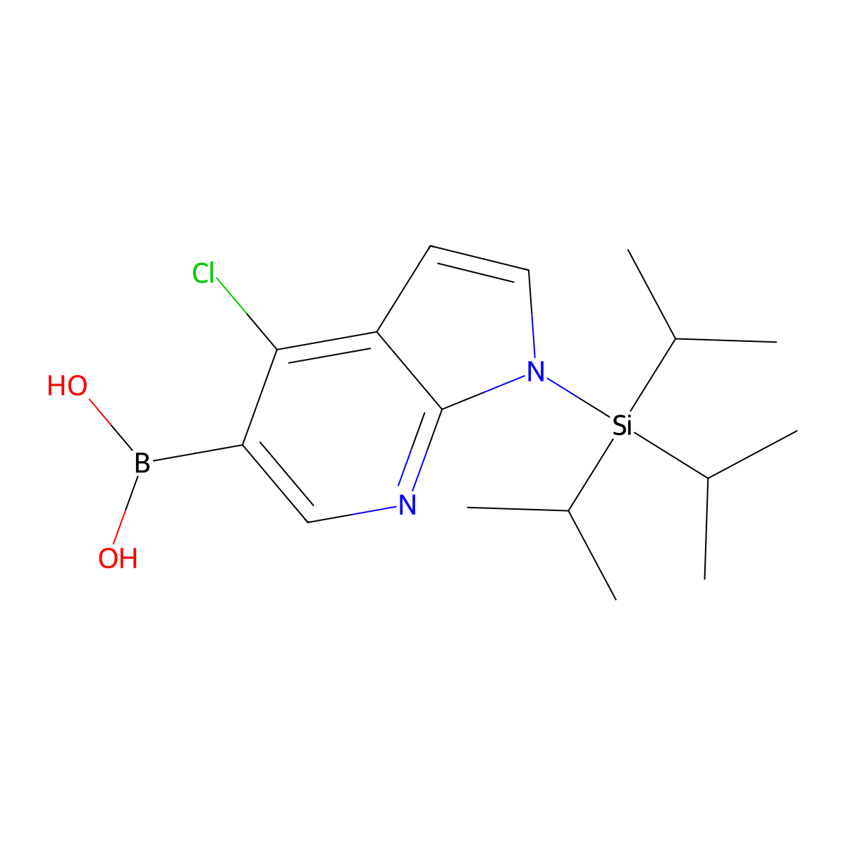 B-(4-Chloro-1-(tris(1-methylethyl)silyl)-1H-pyrrolo(2,3-b)pyridin-5-yl)boronic acid molecular structure, CAS 685513-99-9