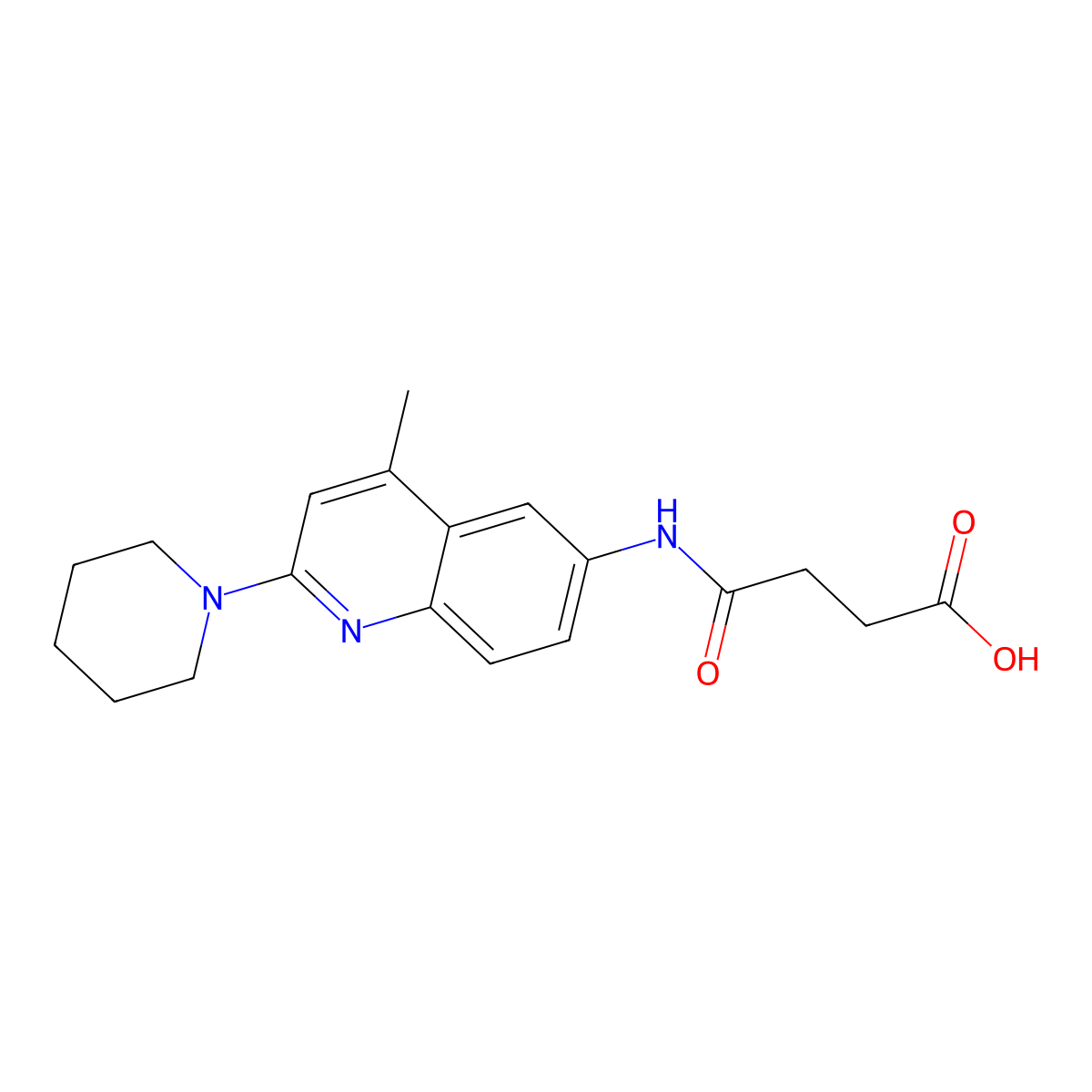 4-[(4-Methyl-2-piperidin-1-ylquinolin-6-yl)amino]-4-oxobutanoic acid molecular structure, CAS 685523-90-4