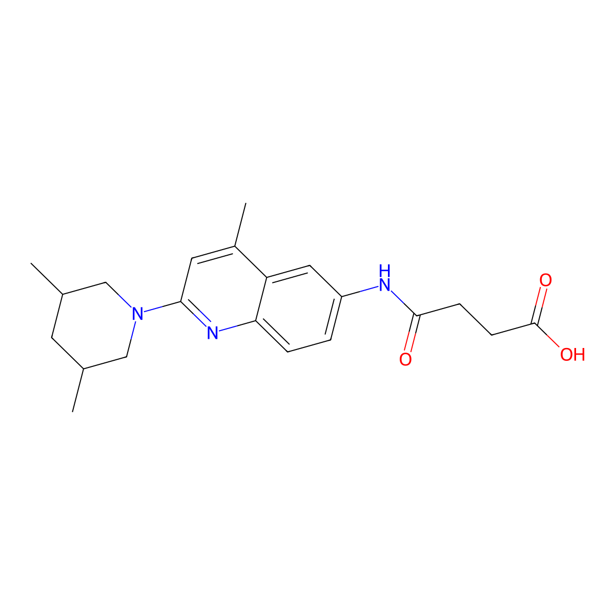 4-{[2-(3,5-Dimethylpiperidin-1-YL)-4-methyl-quinolin-6-YL]amino}-4-oxobutanoic acid molecular structure, CAS 685524-64-5