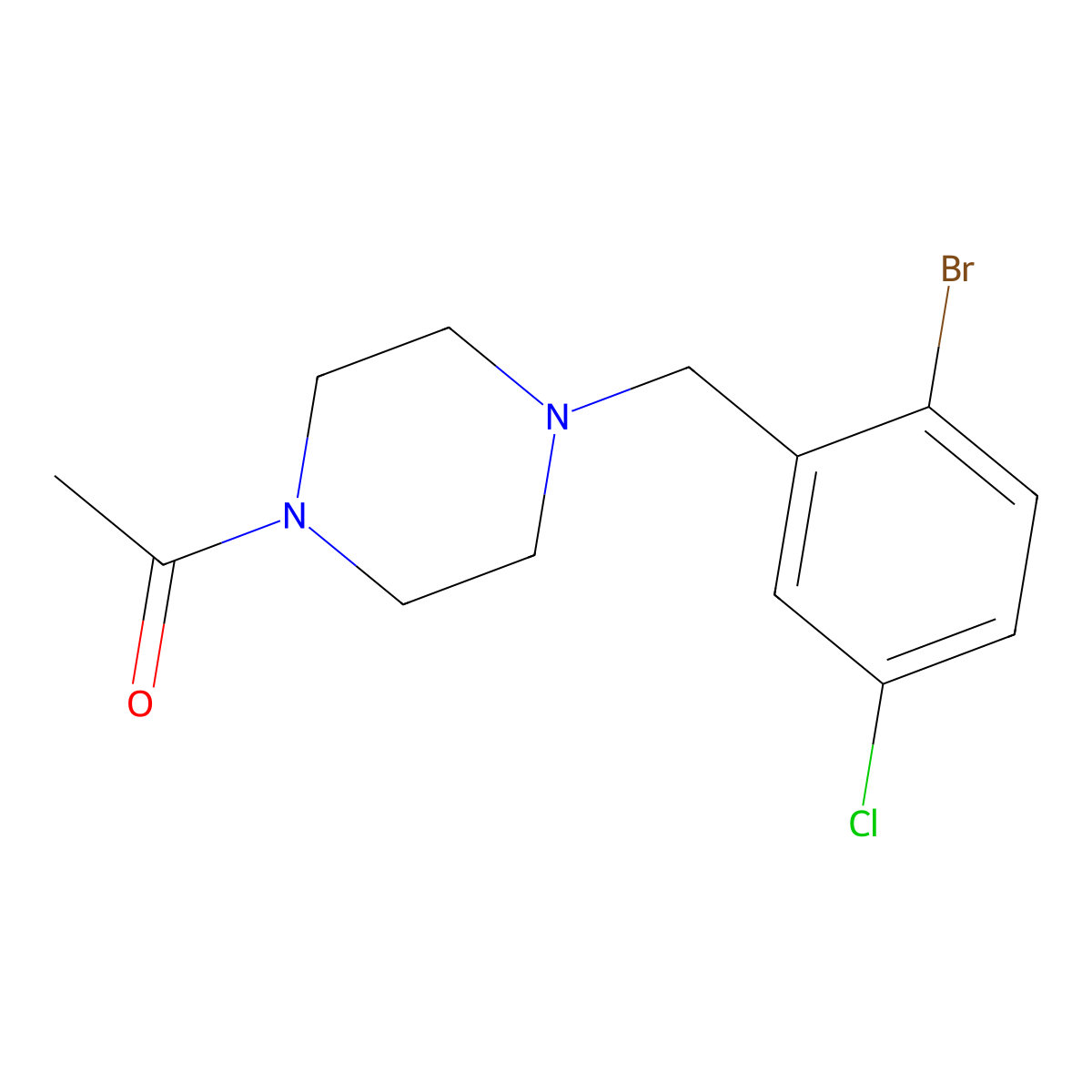 1-[4-[(2-Bromo-5-chlorophenyl)methyl]piperazin-1-yl]ethanone molecular structure, CAS 685535-66-4