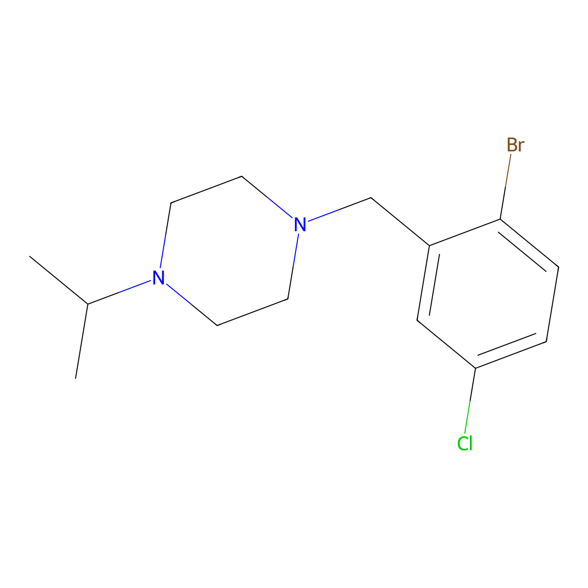 1-[(2-Bromo-5-chlorophenyl)methyl]-4-propan-2-ylpiperazine molecular structure, CAS 685535-69-7