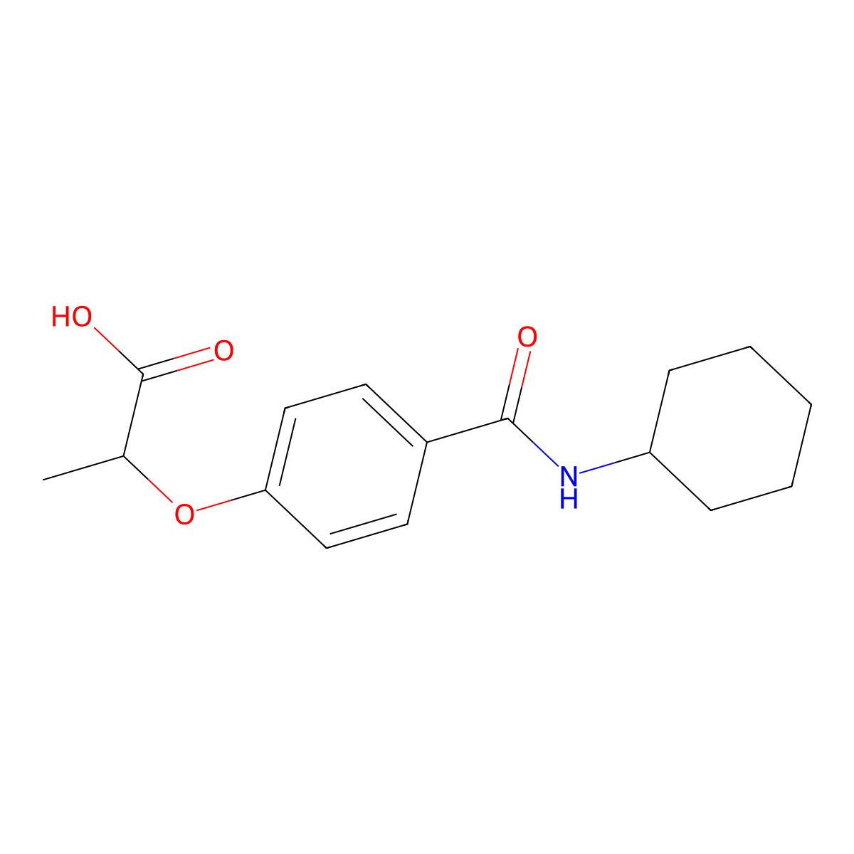 2-{4-[(Cyclohexylamino)carbonyl]phenoxy}propanoic acid molecular structure, CAS 685537-60-4
