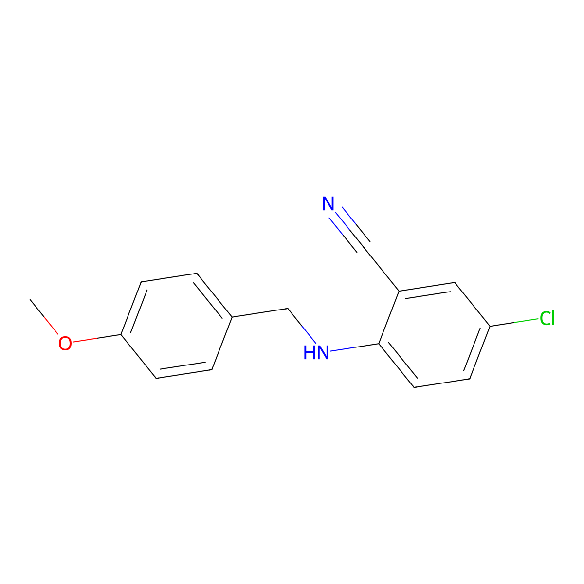 5-Chloro-2-(4-methoxy-benzylamino)-benzonitrile molecular structure, CAS 685540-87-8