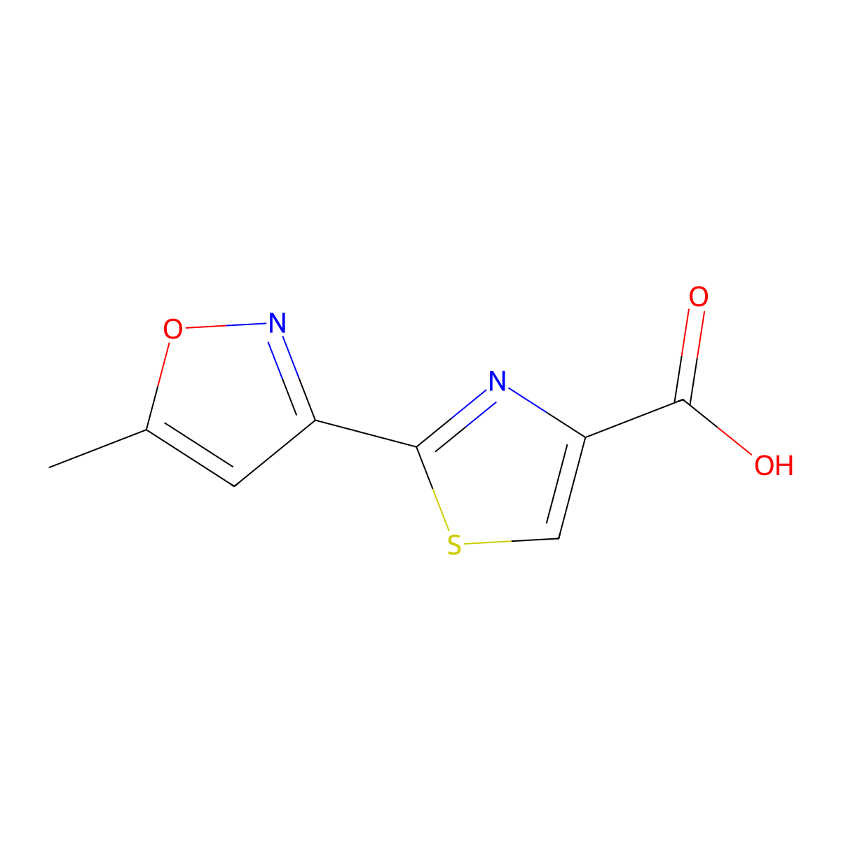2-(5-Methyl-1,2-oxazol-3-yl)-1,3-thiazole-4-carboxylic acid molecular structure, CAS 685542-38-5
