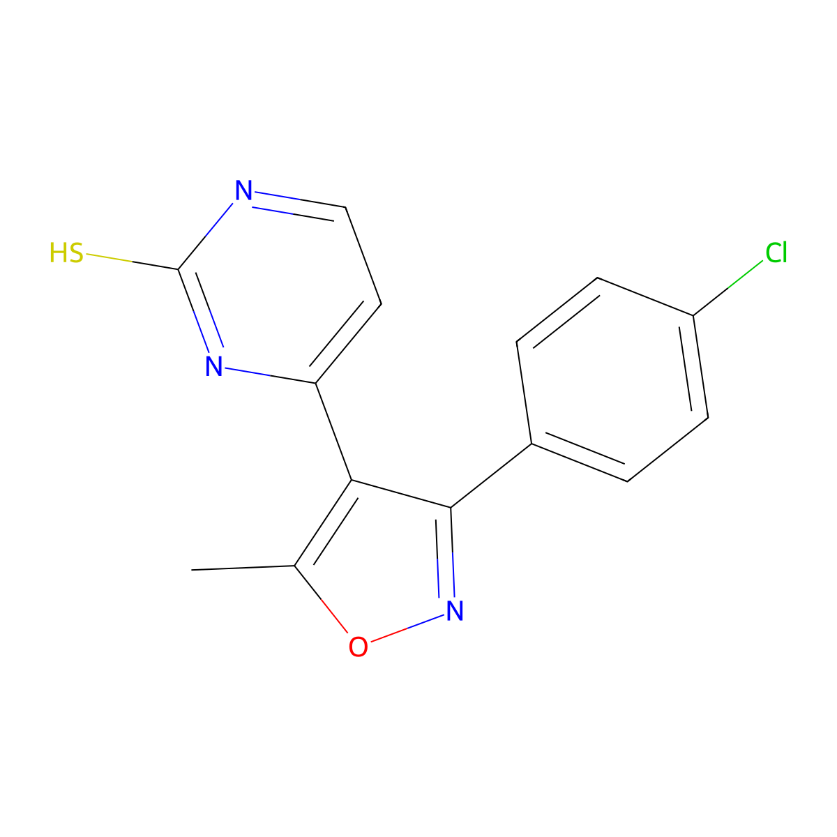 4-[3-(4-Chlorophenyl)-5-methyl-4-isoxazolyl]-2-pyrimidinethiol molecular structure, CAS 685542-51-2