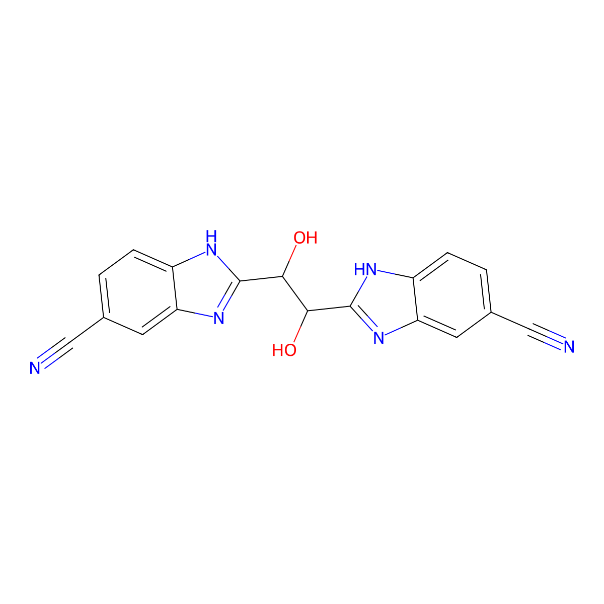 2,2'-(1,2-Dihydroxyethane-1,2-diyl)di(1H-benzimidazole-6-carbonitrile) molecular structure, CAS 685542-72-7