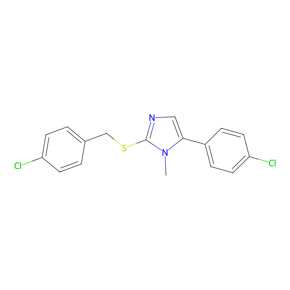 5-(4-Chlorophenyl)-2-[(4-chlorophenyl)methylsulfanyl]-1-methylimidazole molecular structure, CAS 685542-84-1